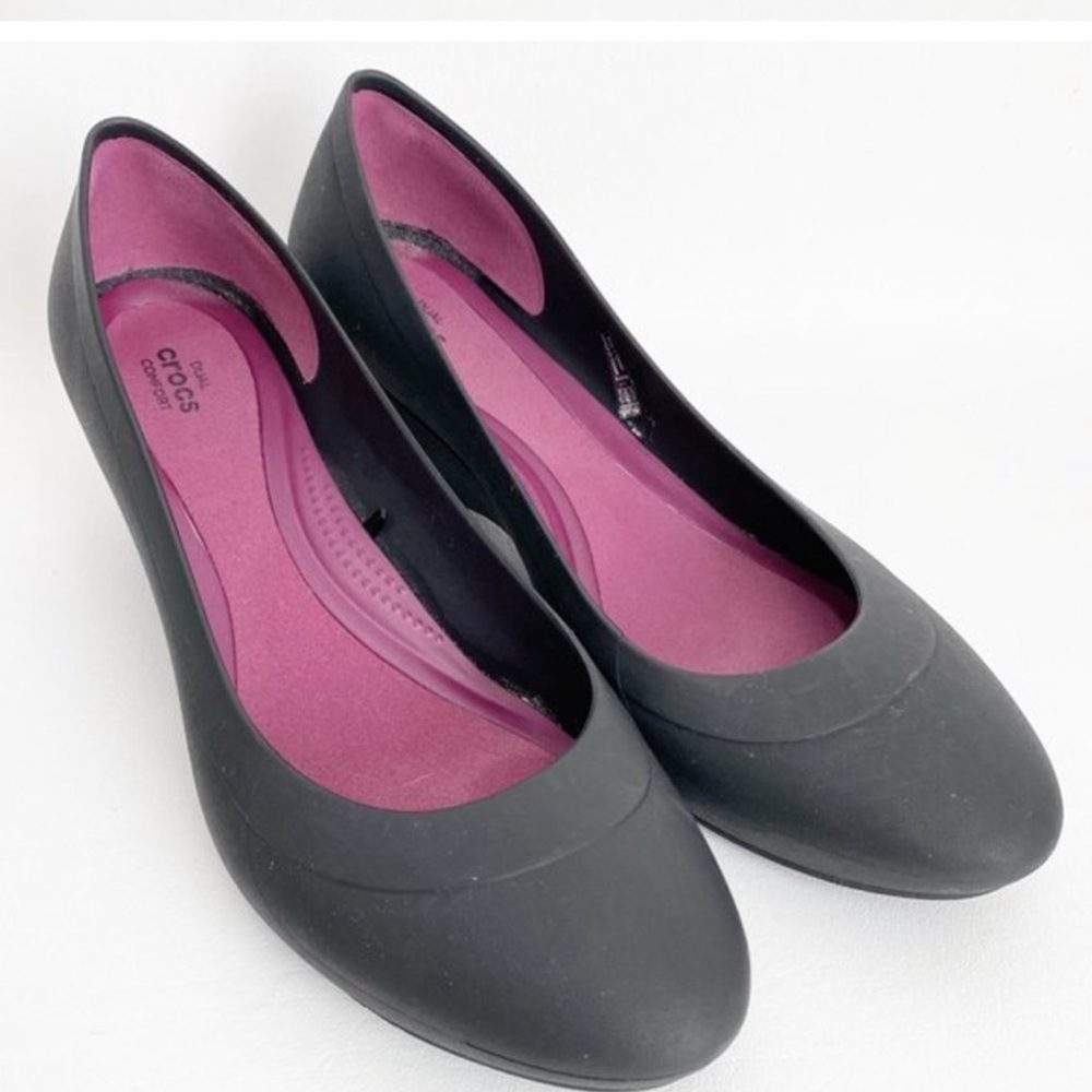 Crocs Lina Wedge Slip On Shoes Black Women's Size 10